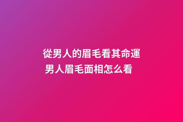 從男人的眉毛看其命運 男人眉毛面相怎么看